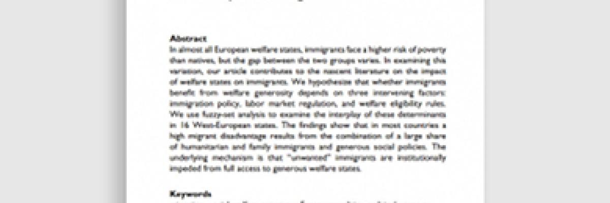 European Welfare States and Migrant Poverty: The Institutional Determinants of Disadvantage