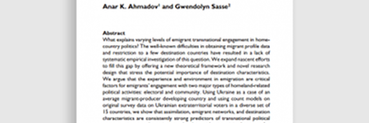 A Voice Despite Exit: The Role of Assimilation, Emigrant Networks, and Destination in Emigrants’ Transnational Political Engagement