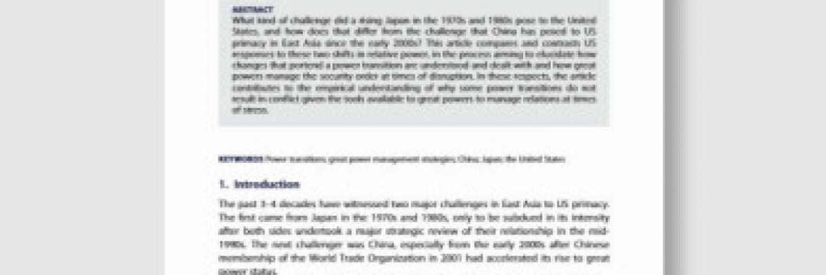 Power transitions and great power management: three decades of China–Japan–US relations