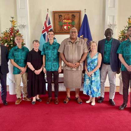 Alejandro Posada Tellez and his academic delegation with Fiji President, Williame Katonivere