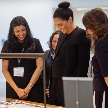 DPhil student Ishrat Hossain presents research to Duchess of Sussex