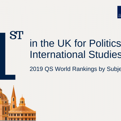 Department is first in UK and second in the world in 2019 QS World Rankings by Subject